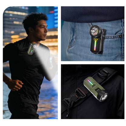 Multifunctional Tactical EDC Flashlight 4-in-1 LED USB Rechargeable Multi-Color RGB Side Light 90 Adjustable Clip Magnet K370