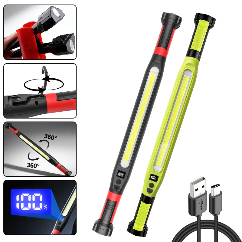 Multifunctional COB Work Light 72 LED Warm White Portable 360 Degree Rotating ABS Magnetic with Battery Display ZJ-8905