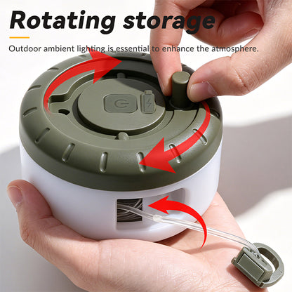 Camping Lantern with 8M Colorful LED String Lights 1800mAh Rechargeable Tent Light RGB Hanging Lantern for Camping Party HT-300