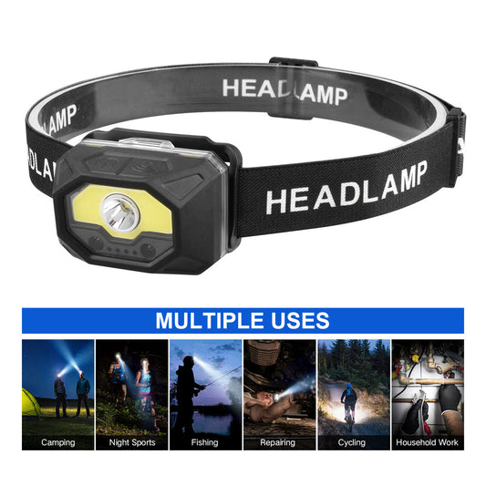 Adjustable Beam Press Switch Headlamp Rechargeable Battery USB-C Charging Outdoor Hiking Sensor Headlamp DH11