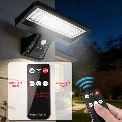 Solar Outdoor Wall Light 35+30 LED 6000K Daylight Dusk to Dawn Motion Sensor with Remote Control 4 Modes Sensor Light SWO1