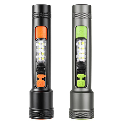 Portable 10W LED 5 Modes Rechargeable Flashlight with Side Lamp Handheld Waterproof Repair Emergency Outdoor X126