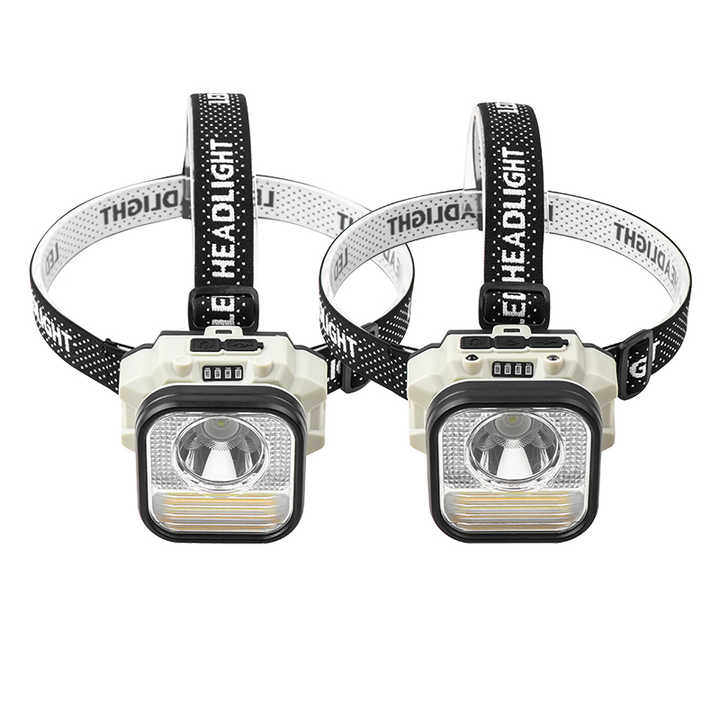 Powerful LED Headlamps with 18650 Rechargeable Battery Headlight Dual Light Source Head Torch Outdoor Waterproof Camping Lantern