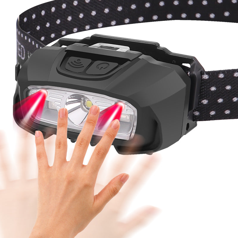 White Red XPG+LED Headlamp Motion Sensor USB Rechargeable Fishing Camping Outdoor Lantern Bicycle Light Headlights 618