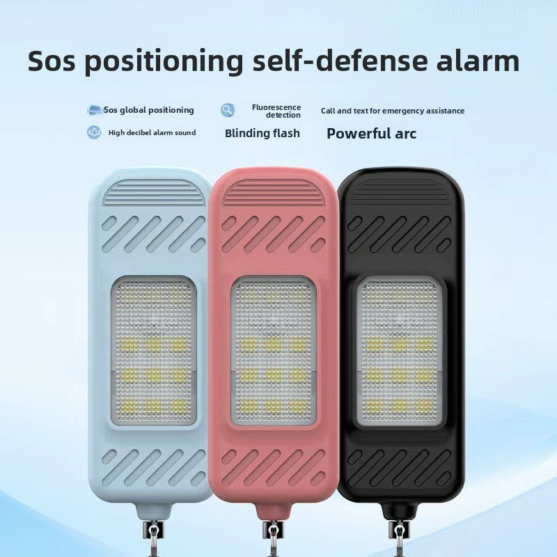 Self-Defense LED Flashlight High Decibel Alarm SOS Positioning Fluorescence Detection Emergency Contact Camping Arc Flashlight HS X116