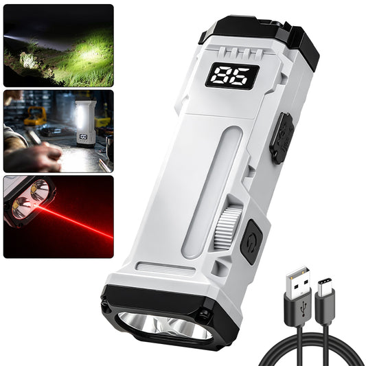 Multi-Functional EDC Built in Battery LED Flashlight Magnetic Pen Clip Power Display Side Light Work Light Camping Red Light X828