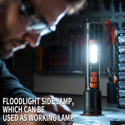 Portable 10W LED 5 Modes Rechargeable Flashlight with Side Lamp Handheld Waterproof Repair Emergency Outdoor X126
