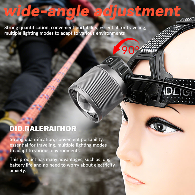 Portable Super Bright Remote Battery Pack Headlamp 30W LED COB Zoomable 90 Adjustable USB C Headlight 8520A