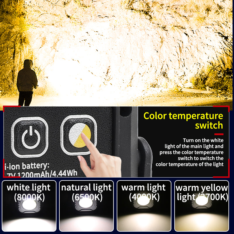 Super Bright COB Work Light Rechargeable Portable Flashlight LED Camping Lamp 360°Foldable Dimming Emergency Car Repairing Lamp