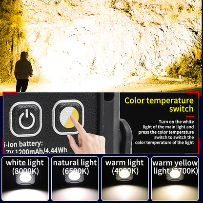 Super Bright COB Work Light Rechargeable Portable Flashlight LED Camping Lamp 360°Foldable Dimming Emergency Car Repairing Lamp
