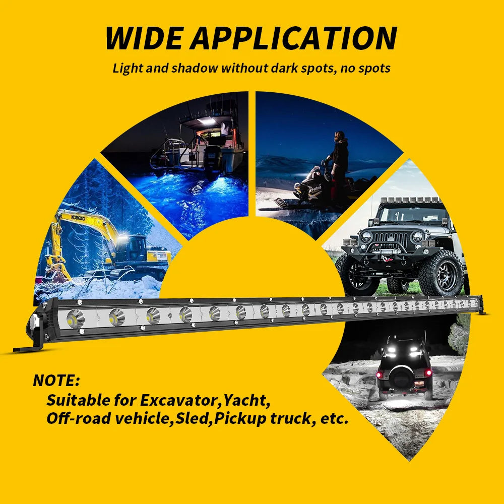 Offroad Car Single Row Slim LED Light Bar For Jeep SUV Pickup 4X4 Truck Hood Bumper LED Bar Fog Driving Lamp