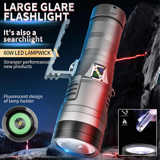 60W 32000 Mah Rechargeable Tactical Flashlight 6000 Lumen 2000M High Powerful Ignition Camping Aluminum Flashlights Torches