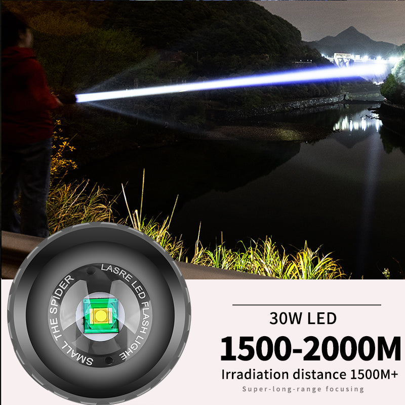 High Power LED Flashlight Powerful TYPE-C Rechargeable Flashlight With Side Light Torch For Outdoor Camping Hiking