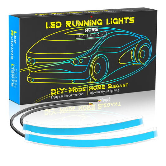 12V LED DRL Car Daytime Running Light Flexible Waterproof Strip Auto Headlights White Turn Signal Yellow Brake Flow Lights
