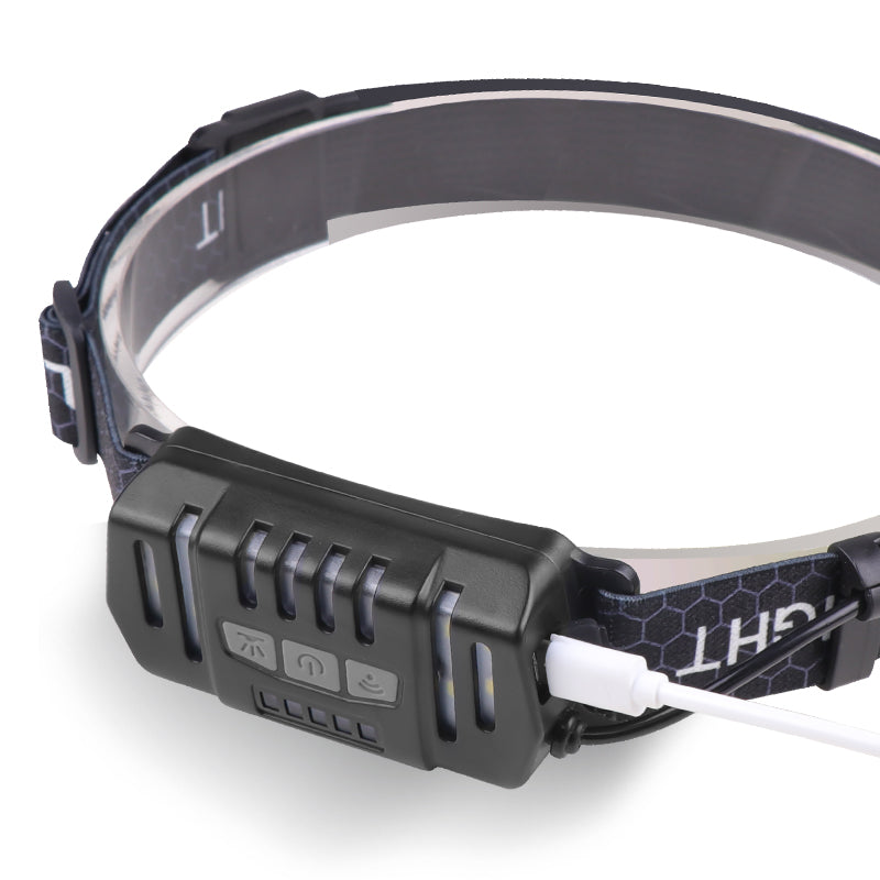 Induction COB Red LED Headlamp with Built-in Battery Type-C Rechargeable IP55 Waterproof 3 Modes for Camping KXK-669