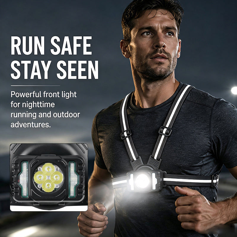 Running Light Memory Function USB Rechargeable IPx4 Waterproof 200m Safety Lamp Reflective Straps Mode for Night Walks 8541