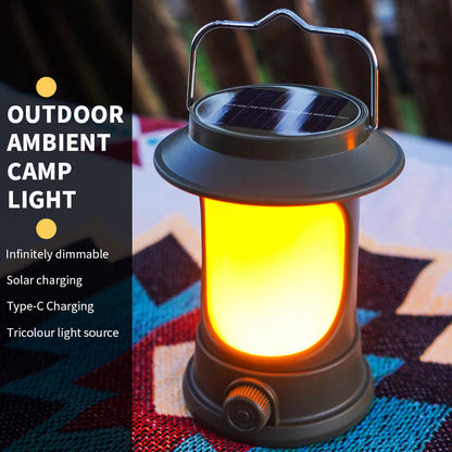 Solar Portable Handheld Vintage Camping Lantern USB Rechargeable Outdoors Tent Light LED Warm Light Hiking Fishing camping light LY17