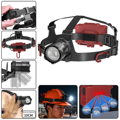 Smart Induction White Light LED Headlight Zoom USB Charging Sensor LED Headlamp Outdoor Multi-Function Head Torch Lantern Lamps