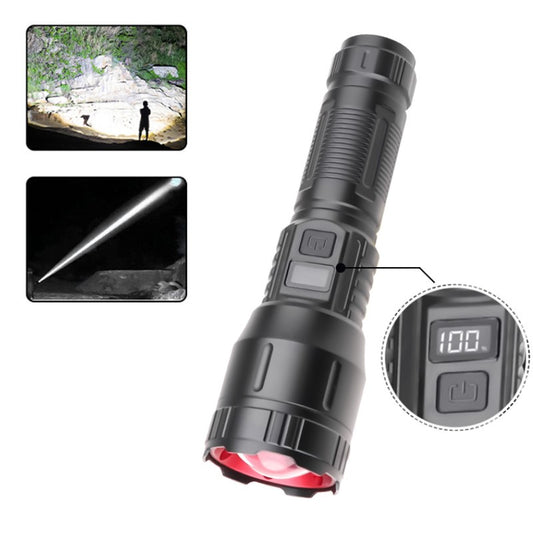 30W LED Telescopic Zoom Torch 800m Long Range Flashlight 3000mAh 21700 Digital Display Strong Power Bank for Outdoor Camping USB W918