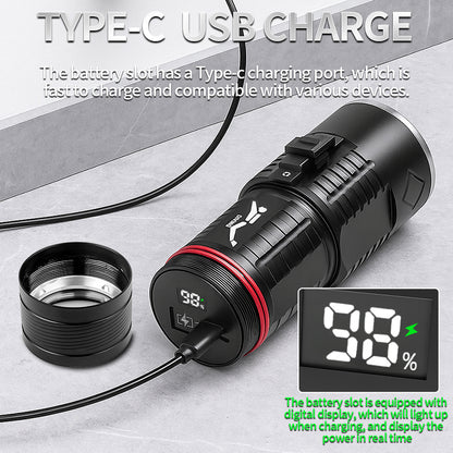 Powerful XHP50 LED Diving Flashlight Professional Underwater Torch 18650 Battery IPX8 Waterproof Torch with Hand Rope