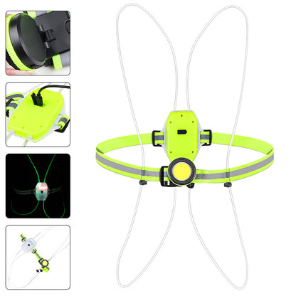 Night Running Light Reflective Vest LED Chest Lamp USB Charge Camping Fishing Cycling Vest Light(Navy Blue)