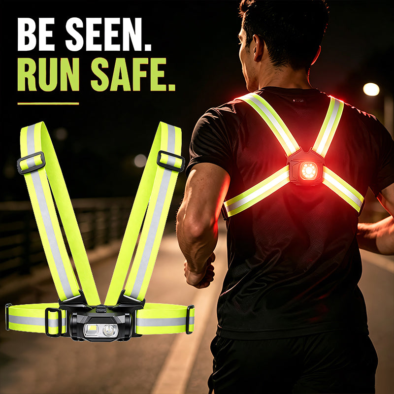 Rechargeable Night Running Cycling Light 180° Rotatable Detachable Front Rear Lights Reflective Strap Memory Function 8513