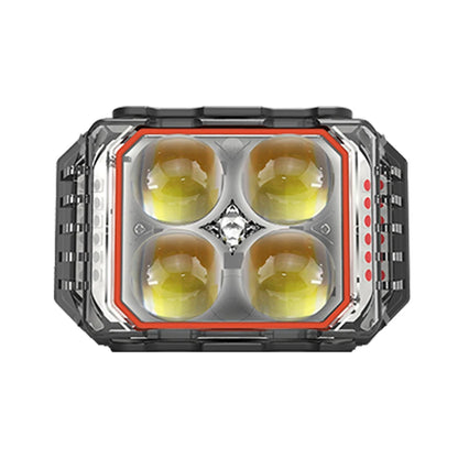 Motorcycle LED light mini headlamp fog lights Super Bright Spotlight Dual Color White Yellow light with Red blue Flash lamp