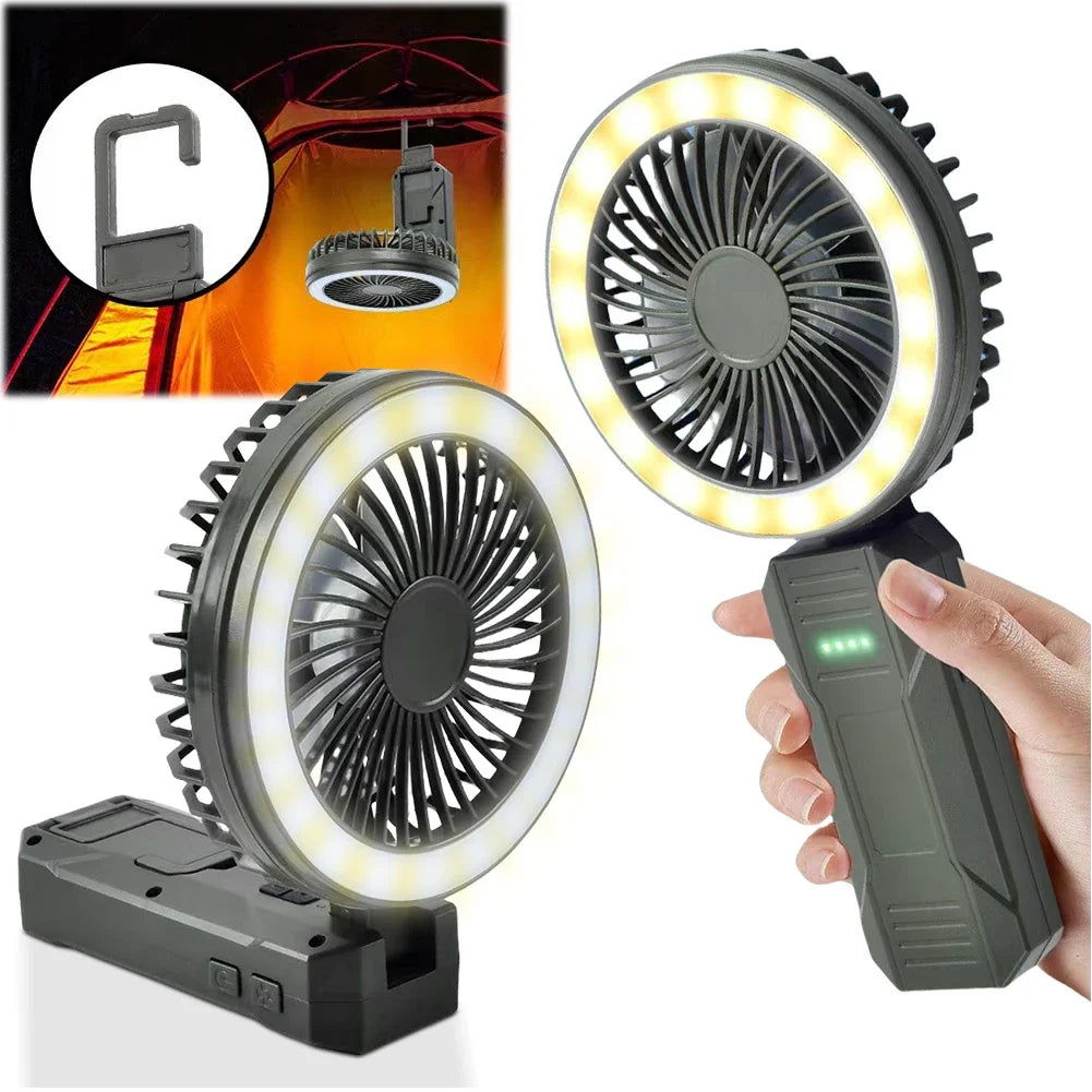 Portable Led Sign Fan Portable Handheld 18 LED Hanging Fan 4000mAh Cooling Fans USB Recharge ...
