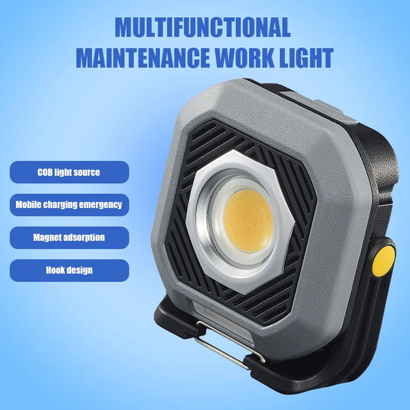 Work Light LED COB Camping Lamp USB Fast Charging Lantern Magnetic Power Bank Floodlight 5 Modes Waterproof