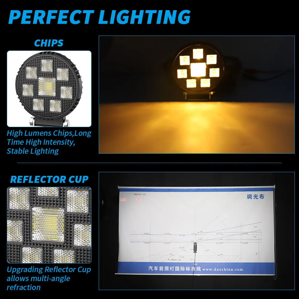 4 Inch Black Knight Round Floodlight 44 LED 9-32V Car Work Light For Jeep Truck Boat Tractor ATV Offroad 4X4 Barra LED Headlight