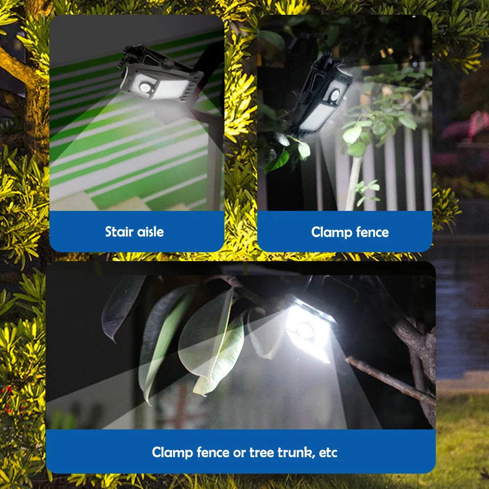 Garden Light Clip Type Solar Lamps DC5.5V Outdoor Road Motion Sensor Waterproof Lighting USB Rechargeable warm light/cool light