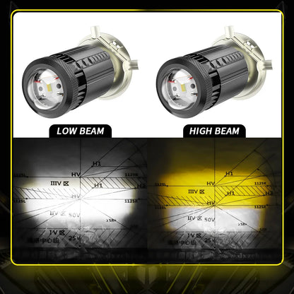 3000Lm Moto H4 9003 HB2 Hi Lo Beam Motorcycle Headlight 6000K 3000K White Yellow Lamp Scooter Fog Lights 9-80V