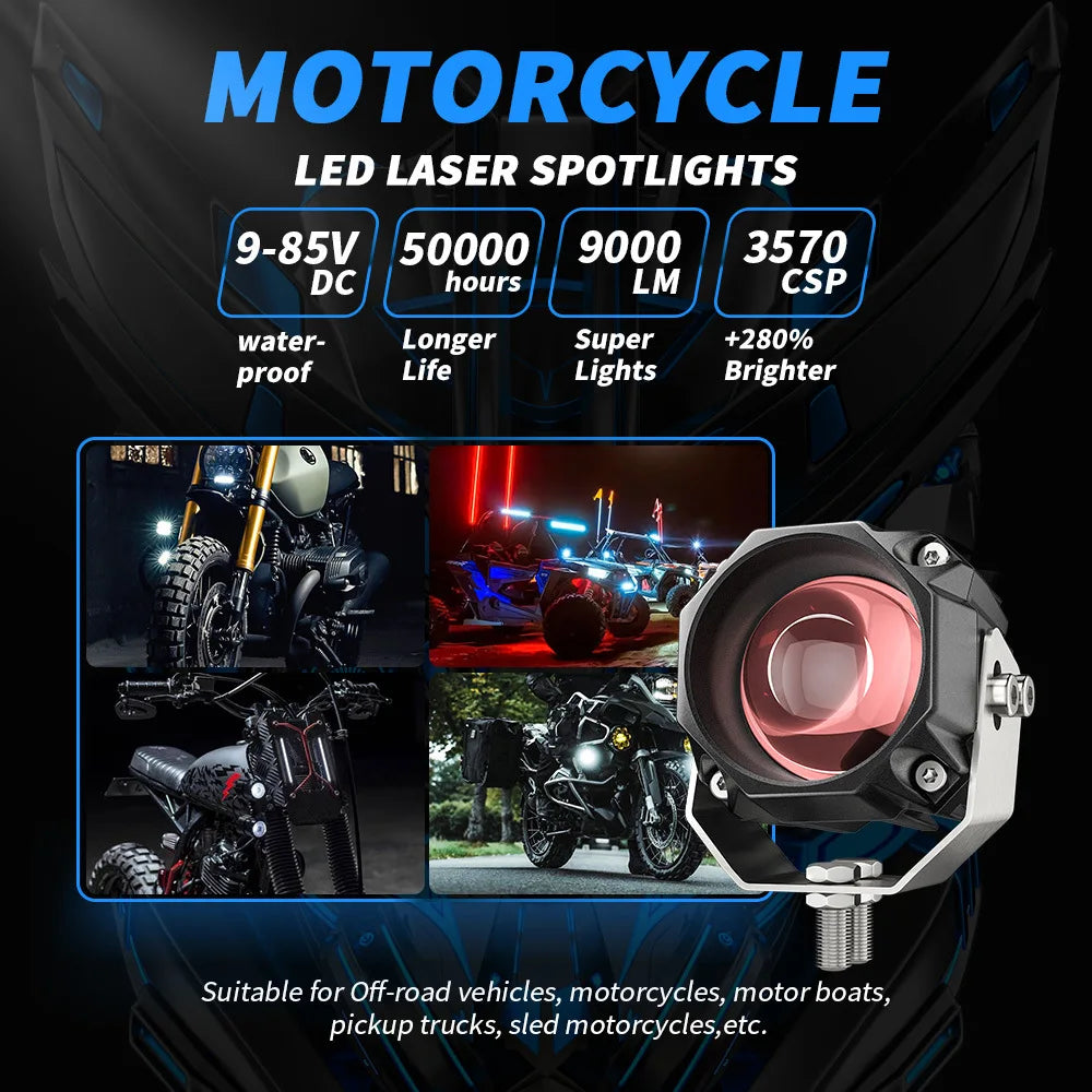 LED Motorcycle Spotlight Electric Vehicle Motocross Motorcycle Modified LED Spotlight Car Light Super Bright Headlight