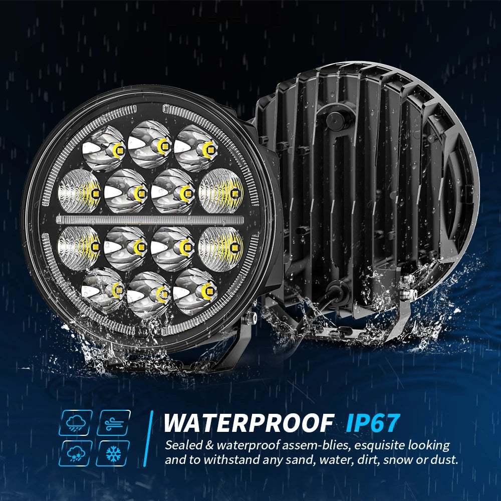 7" Round Car Working Light Truck Off-Road Driving Light Retrofitted Front Headlight Auxiliary Car Light Day Running Light 7R02