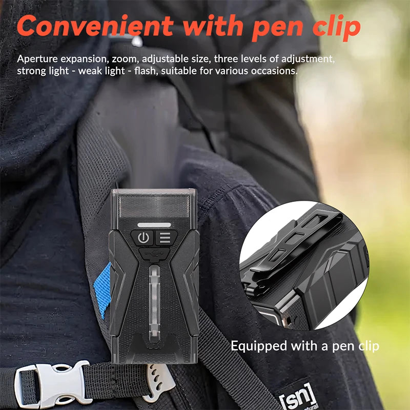 Tactical Flashlight with RGB & Side Lamp, Zoomable High Lumens, Magnetic Base & Clip for Outdoor Camping Hiking M19