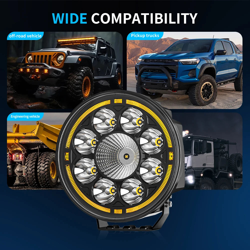 7" Round Car Working Light Truck Off-Road Driving Light Retrofitted Front Headlight Auxiliary Car Light Day Running Light 7R04