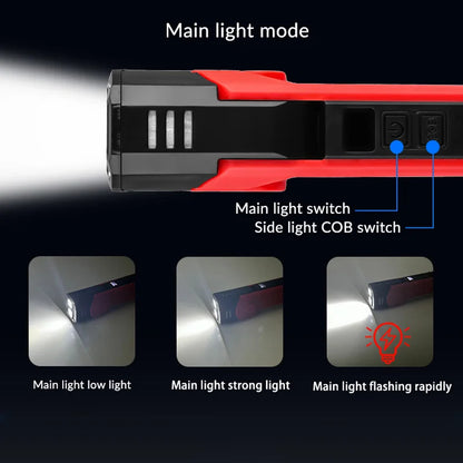 XTE+COB Multi-function Dual Light Source Flashlight 600LM 180 Degree Rotation with Pen Clip Magnet Work Light Hiking Accessories