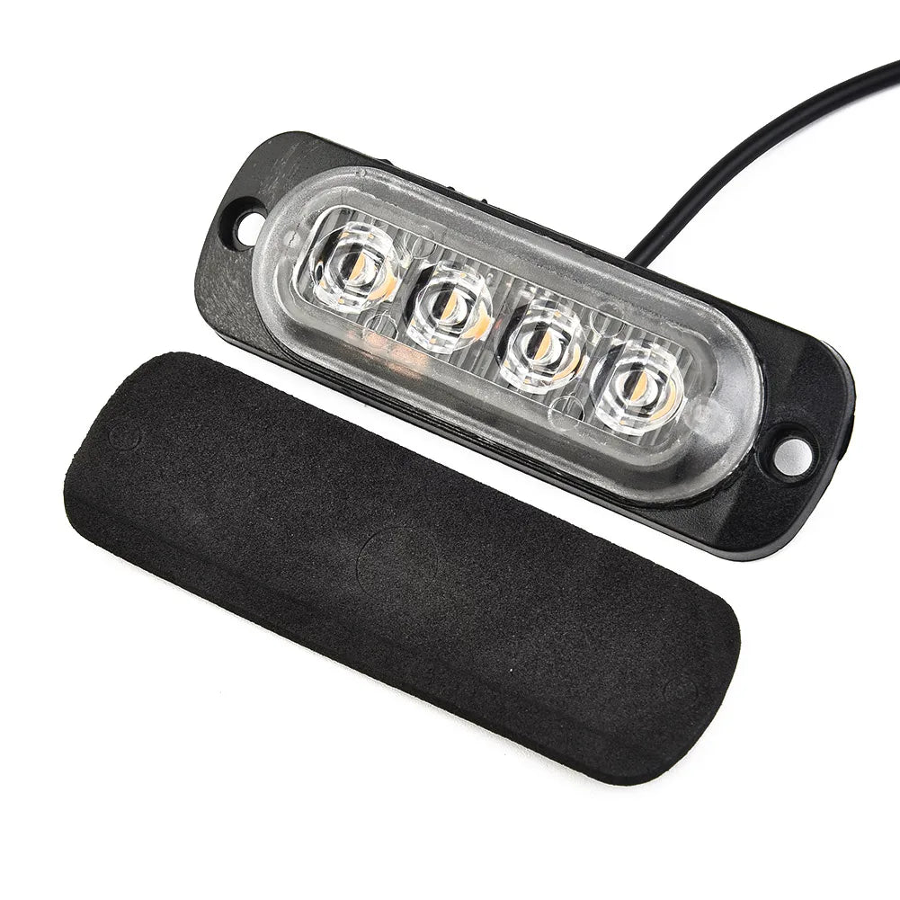 Barra de luces LED ámbar para rejilla de coche, luz de emergencia para camión, furgoneta, todoterreno, 12-24 V, luz de advertencia lateral estroboscópica LED, lámpara de baliza para coche