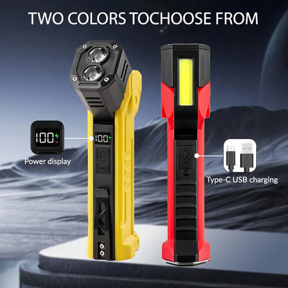 XTE+COB Multi-function Dual Light Source Flashlight 600LM 180 Degree Rotation with Pen Clip Magnet Work Light Hiking Accessories