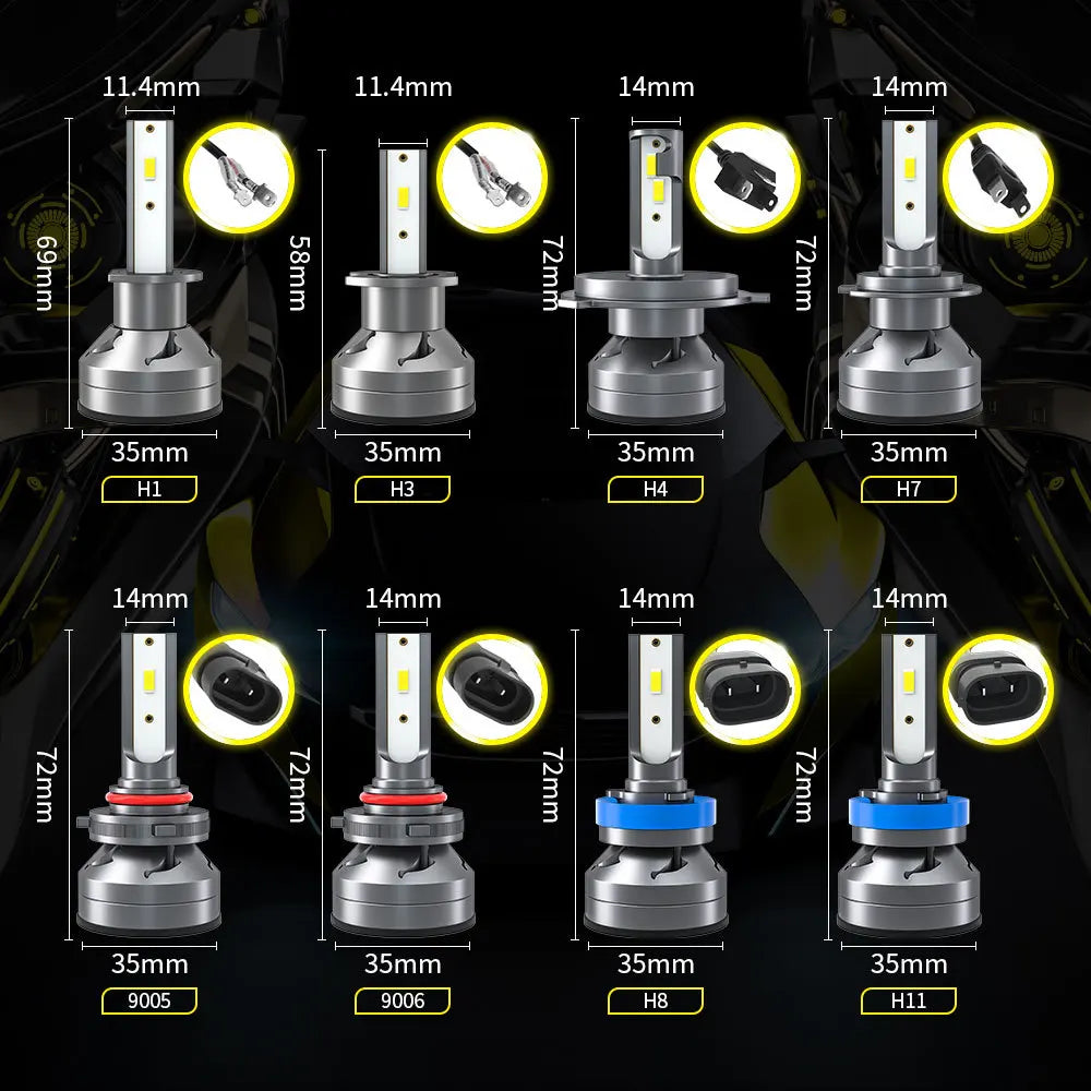 Ice Bulb Fog Light, LED Headlight, 12000LM CSP Chip, H7, H1, H11, H8, H3, 9005, 9006, H4, 60W, 6000K, Bullvision