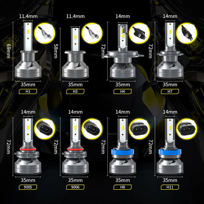Ice Bulb Fog Light, LED Headlight, 12000LM CSP Chip, H7, H1, H11, H8, H3, 9005, 9006, H4, 60W, 6000K, Bullvision