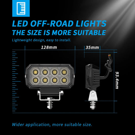 3.5 Inch 32 LED Rectangle Floodlight 9-80V 26W Car Work Light For Jeep Truck Boat Tractor ATV Offroad 4X4 Barra LED Headlight