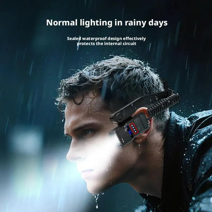 Rechargeable LED Headlight with Ear Sensing Technology Strong Light Lithium Battery Outdoor Night Running Fishing Flashlight