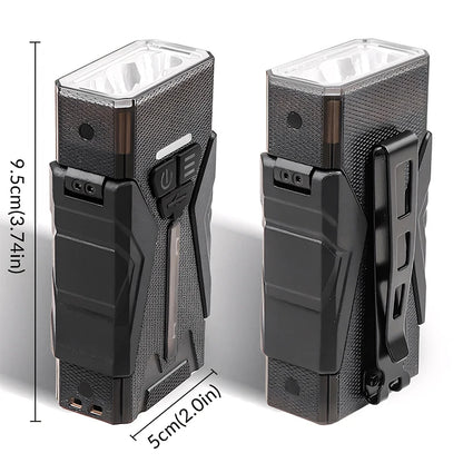 Tactical Flashlight with RGB & Side Lamp, Zoomable High Lumens, Magnetic Base & Clip for Outdoor Camping Hiking M19