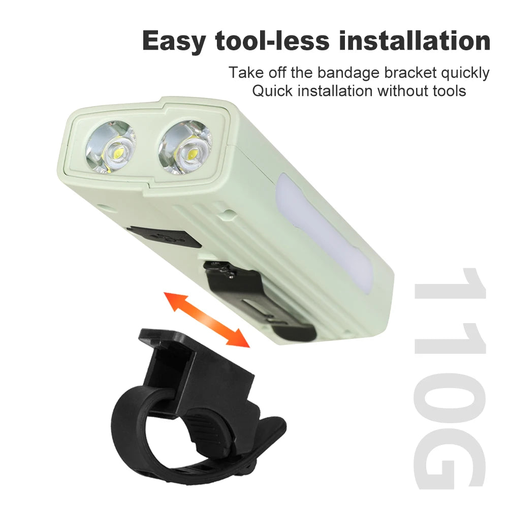 Bicycle Front Light with Colorful Warning Side Light Digital Display MTB Head Light Bottom Magnet Flashlight Cycling Accessories