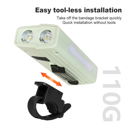 Bicycle Front Light with Colorful Warning Side Light Digital Display MTB Head Light Bottom Magnet Flashlight Cycling Accessories