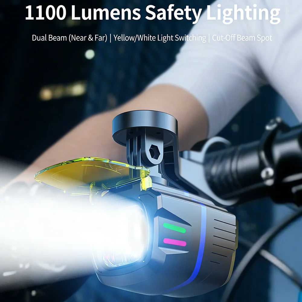 Bike Headlight Highlight Cycling Front Light Rechargeable Bicycle Lighting Wireless Remote Control Multi-functional Bike Lantern KXK-K4