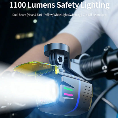 Bike Headlight Highlight Cycling Front Light Rechargeable Bicycle Lighting Wireless Remote Control Multi-functional Bike Lantern KXK-K4