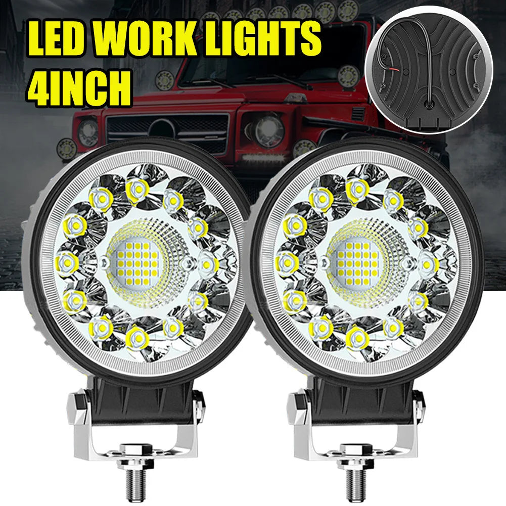 Car LED Work Light Round Spot Light 4-inch 33LED High Power Work Light Modification Truck Front Spot Light