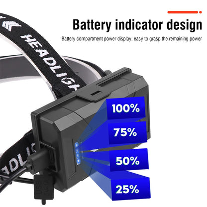 IR Sensor Zoom LED Headlamp 18650 Battery Rechargeable Headlight Waterproof Work Fishing Torch